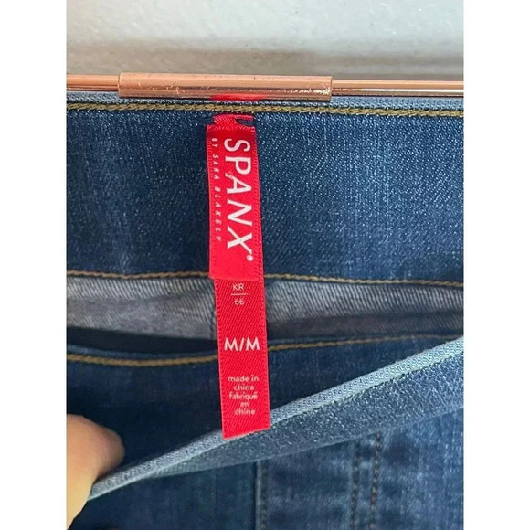 Spanx Womens Pull On Distressed Ankle Skinny Denim Jegging Jeans Blue Sz M/M - Picture 10 of 11